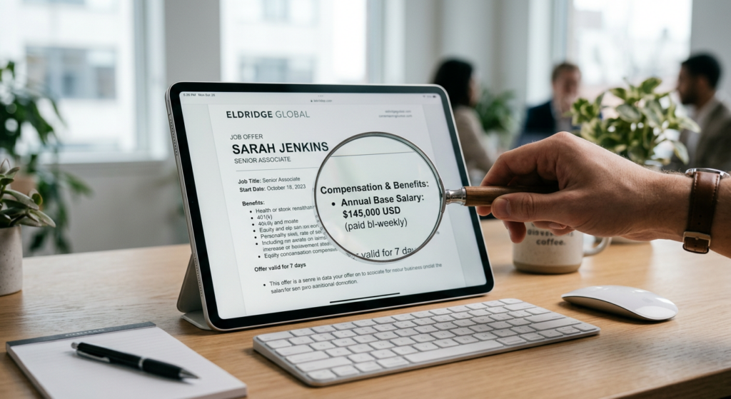 A professional, high-quality editorial shot of a modern office document or tablet displaying an attr